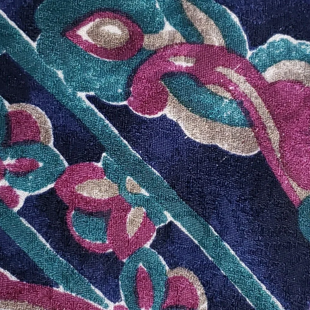 Villa Bugatti‎ Tie Paisley Floral Bold Striped Pattern Blue Pink Classic